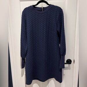 SAIL TO SABLE Navy Quilted Midi Sweater Dress, Large. (New with tags!)